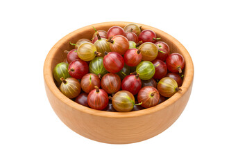 Isolated Gooseberry Illustration Full of Fresh Ripe Fruits in Wooden Bowl