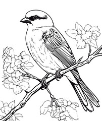 Coloring book for children baby Sparrow vector illustration isolated on a white background.