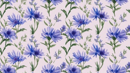 Fototapeta premium seamless watercolor pattern with asters
