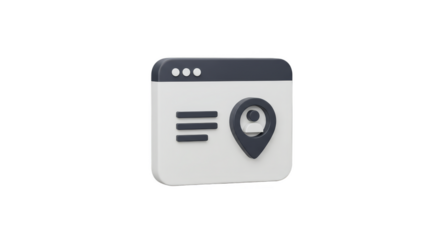3d Render of a Gray Location Pin on Webpage Navigation Icon
