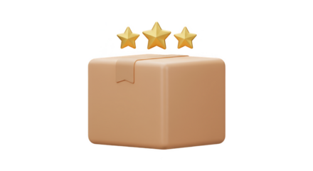 3d Rendering Product Box with Three Golden Stars PNG Transparent