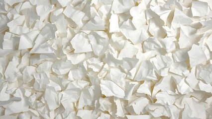 Close-Up Action of Shredded White Paper Texture in Creative Art Environment for Design Purposes