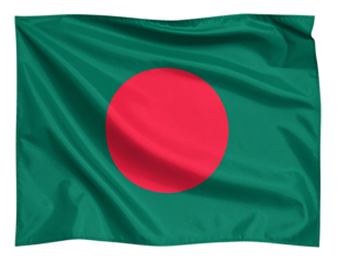 Bangladesh Flag Waving in Wind, Fabric Texture, Front Angle, isolated on transparent background