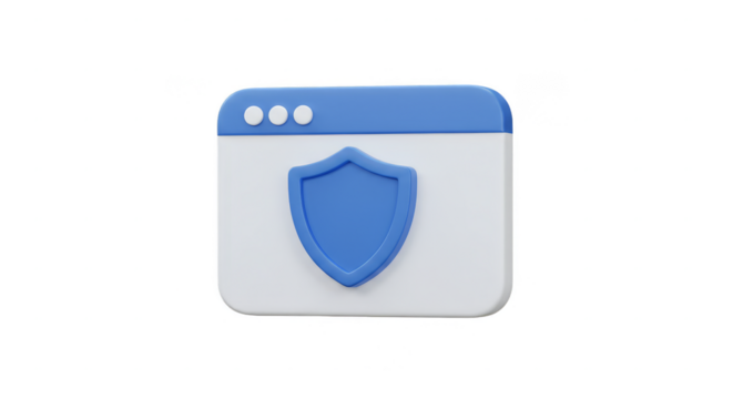 3D Shield on Browser Window for Security Website Protection
