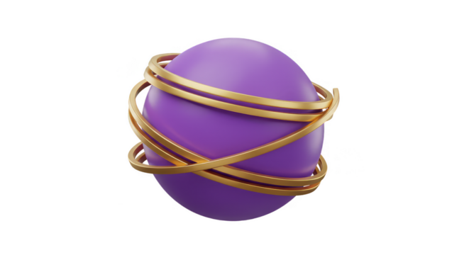 3d Render Purple Egg with Golden Rings Isolated Transparent Background - Powered by Adobe