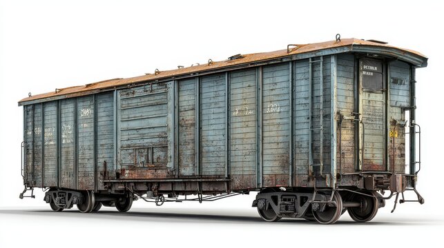 Side Of Train Car. Boxcar Cargo Wagon on Railroad Side View Transport