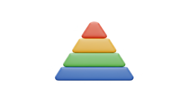 3D Rendering Layered Pyramid Diagram Chart Transparent