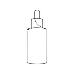 Hand drawn open skincare serum dropper bottle vector. Beauty product line continuous drawing. Linear fashion print. Cosmetics minimal icon, balm, lotion, doodle illustration.