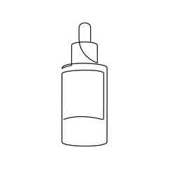Hand drawn open skincare serum dropper bottle vector. Beauty product line continuous drawing. Linear fashion print. Cosmetics minimal icon, balm, lotion, doodle illustration.