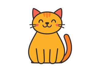 Simple cartoon illustration of a happy ginger cat with a sweet smile