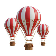 Naklejka premium Air Balloons Illustration Red and White Stripped Transparent Background