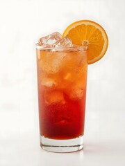 Naklejka premium Refreshing Aperol Spritz Cocktail with Orange Slice and Ice