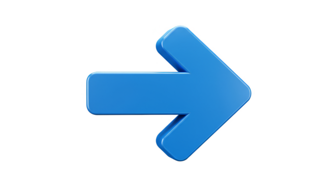 Blue Arrow 3d Illustration Indicating Right Direction with Transparent Background
