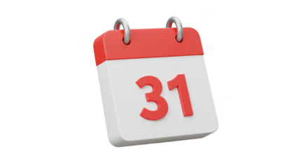 3d Rendering Red Calendar Time Management Reminder Transparent