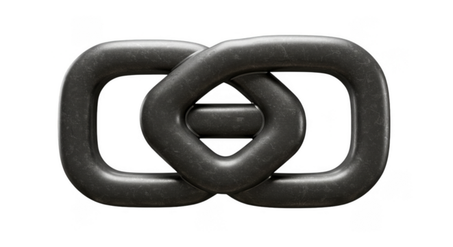 3D Rendering Shiny Metallic Link Chain Connection on Transparent BG