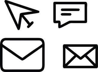 Blue set of mail icons for business communication and web contact message symbol