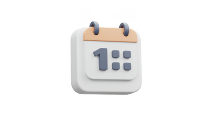3D Rendered Calendar Icon First Day Event Appointment Reminder