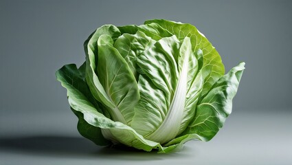 Fresh green cabbage displayed against a plain background highlighting its crisp leaves and round shape