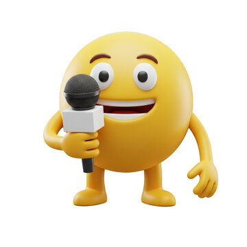 recommend clip art: 3D Yellow Emoji Cartoon Character with Microphone Isolated Render