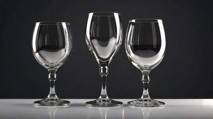Three elegant glassware pieces showcasing distinct shapes and styles, perfect for any dining occasion.