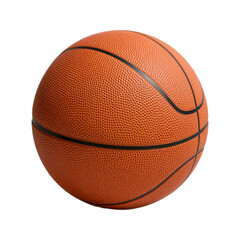 A single, detailed, isolated basketball, showing the texture and lines.