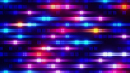 Neon led screen mosaic forming a dynamic seamless loop background, concert visual. - Powered by Adobe