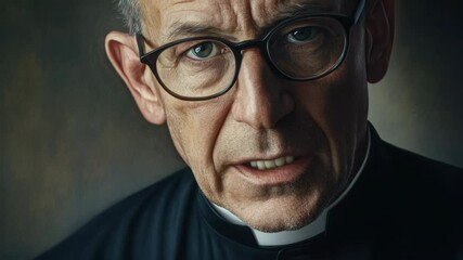 The  is a portrait of an older priest. He is wearing religious attire and seems to exude wisdom and experience.