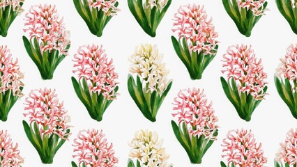 seamless watercolor pattern with hyacinths