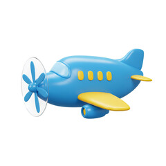 Fototapeta premium Cartoon 3D Airplane Propeller Blue and Yellow on Transparent Background