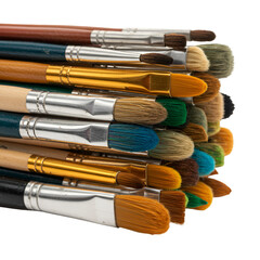 Fototapeta premium Close Up Painting Brush with Wooden Handle Art Supply on Transparent