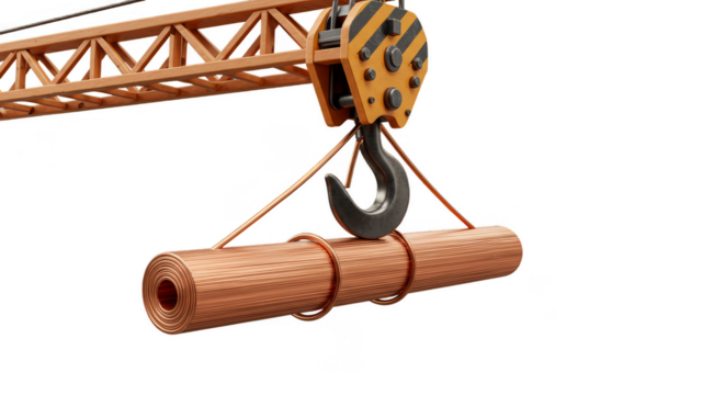 3d Rendering Crane Lifting Log with Hook Construction Illustration