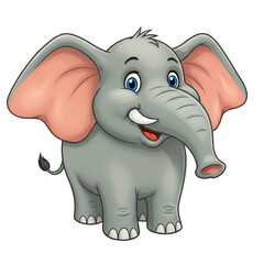 Fototapeta premium Cute Cartoon Elephant Illustration with Gray Color and Friendly Face