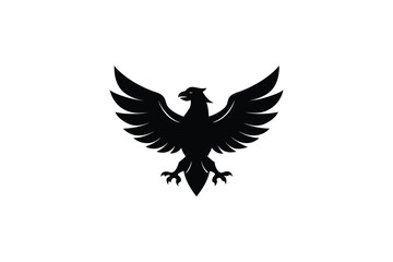 Naklejka premium Majestic Eagle with Spread Wings in Black Silhouette Style on a White Background Vector Illustration silhouette
