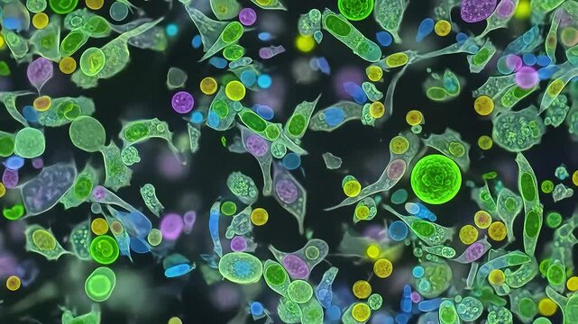 Microscopic algae bloom in freshwater environment