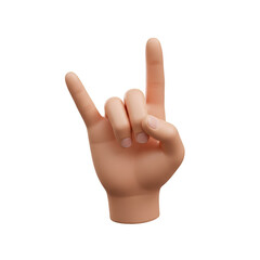 Cartoon 3d Hand Gesture Rock Sign Illustration on Transparent Background