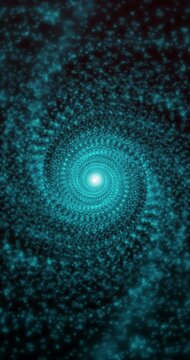 Blue fractal spiral gyrating. 4K Vertical. Loop