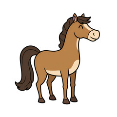 Fototapeta premium Cartoon Illustration of Brown Horse Domestic Animal Mammal Equine Pony