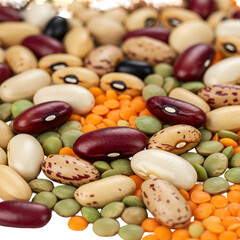 Close Up Photo Various Beans Legumes Mixed Heap Raw Colorful Diet