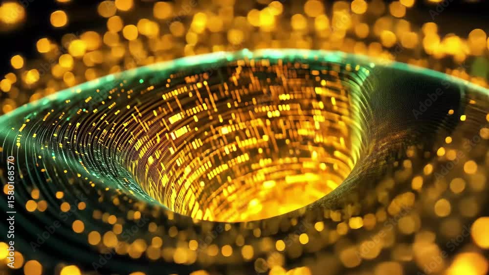 Poster Exploring the intricate layers of digital data within a vibrant computational torus structure, Digital data torus Computer code abstraction Seamless 3D