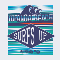 typographic vector illustration of surf theme. tee shirt graphics , print	