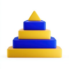 Stacked pyramid of yellow and blue blocks