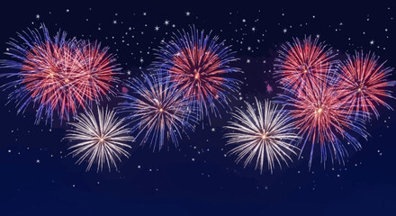 Spectacular Fireworks Display Against a Dark Night Sky with Stars.