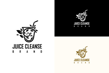 leafy swirl forming the shape of a juice cup vector illustration, juice shop, healthy, green, toxin removal, natural, herbal, smoothies, detox juice, drinks, juice cleanse brand, and more