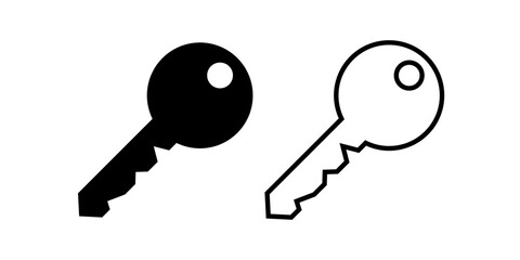 Key simple icon. Lock door pictogram, house or keyword vector symbol, password or success