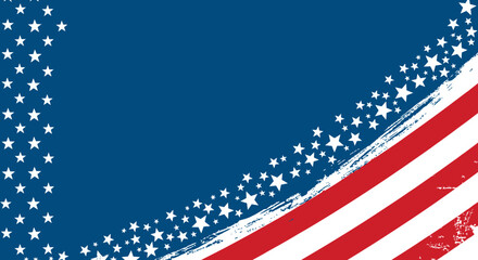 Patriotic American Flag Design with Stars and Stripes in Grunge Style.