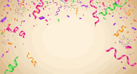 Festive Confetti and Ribbons Bursting with Celebration and Joy.