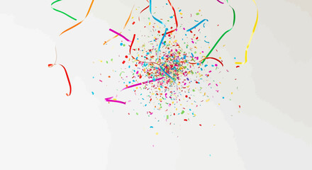 Colorful Confetti and Streamers Bursting with Joy and Celebration Festive Design.