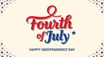 Festive Fourth of July Typography with Patriotic Star Embellishments.