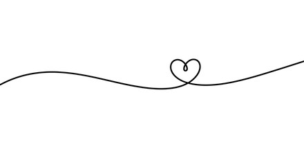 Continuous Line Drawing of a Simple Heart Symbolizing Love and Connection.