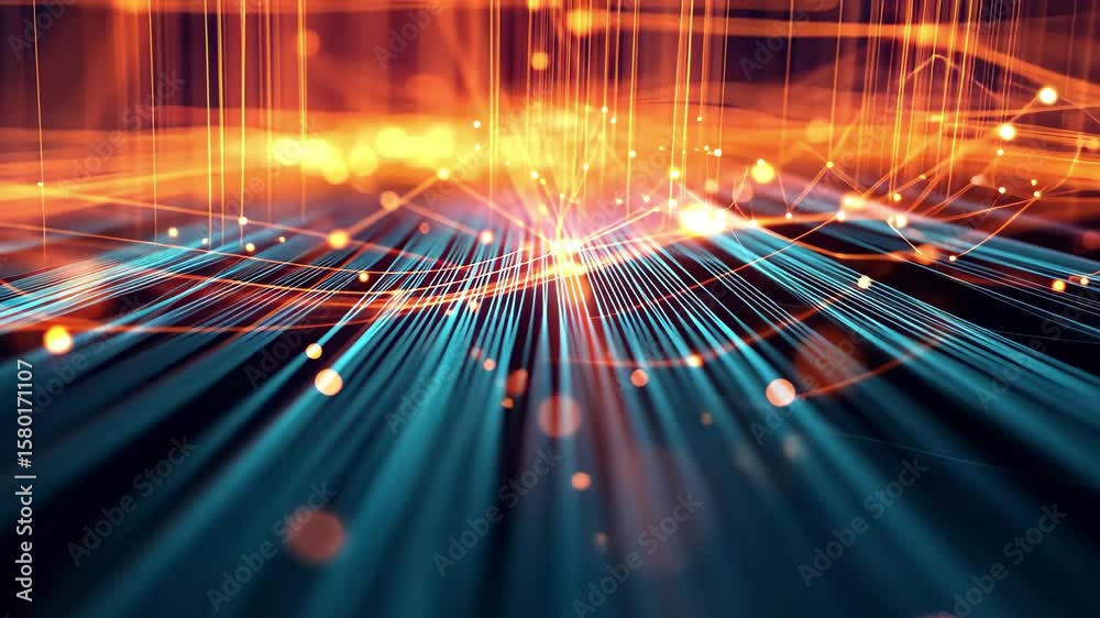 Poster network technology abstract concept showcasing vibrant colors and dynamic patterns in a futuristic s